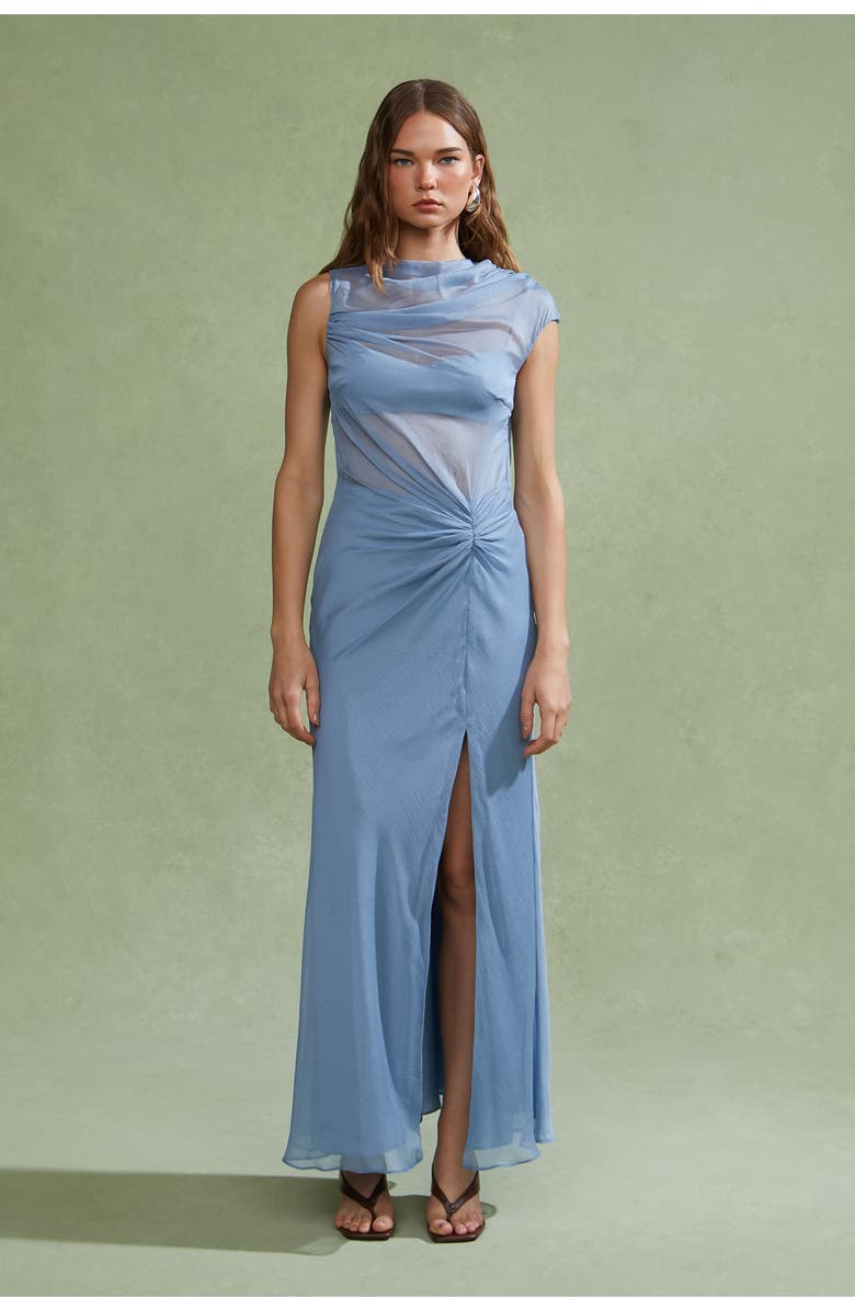 AMUR Amille Sheer Gown, Main, color, Tropical Dusk