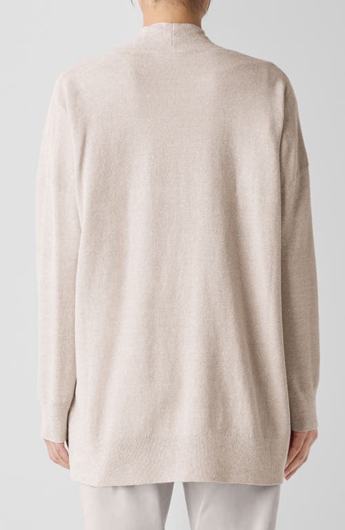 Eileen Fisher Organic Linen Blend Open Front Cardigan In Undyed Natural