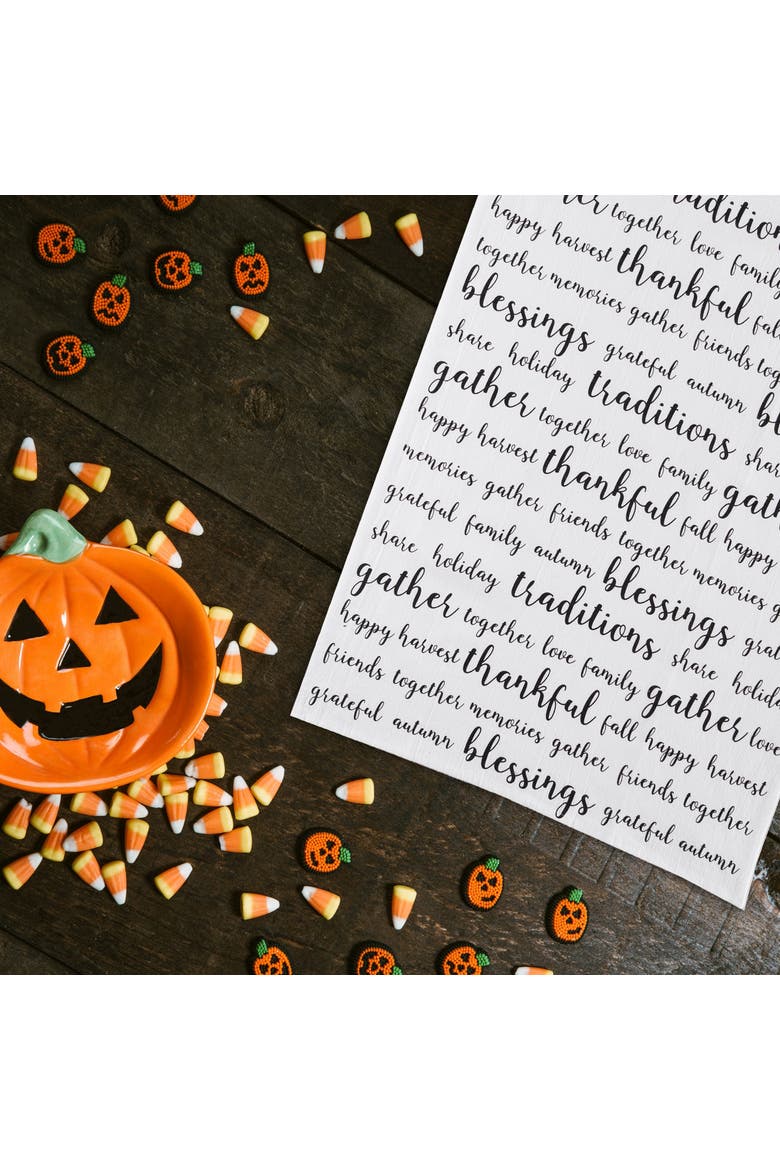 Harvest Script Printed Flour Sack Cloth Thanksgiving Kitchen Towel Dishtowel, Alternate, color, White