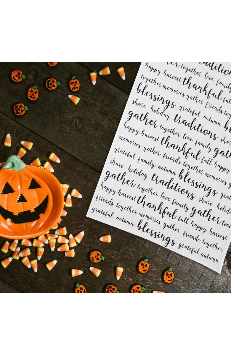 C&F Home Harvest Script Printed Flour Sack Cloth Thanksgiving Kitchen Towel Dishtowel, Alternate, color, White