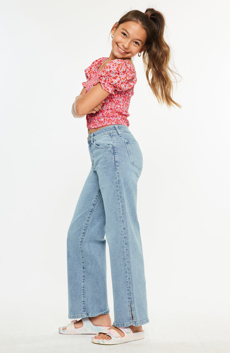KanCan Aurora High Rise Kids Wide Leg Jeans, Alternate, color, Light Wash