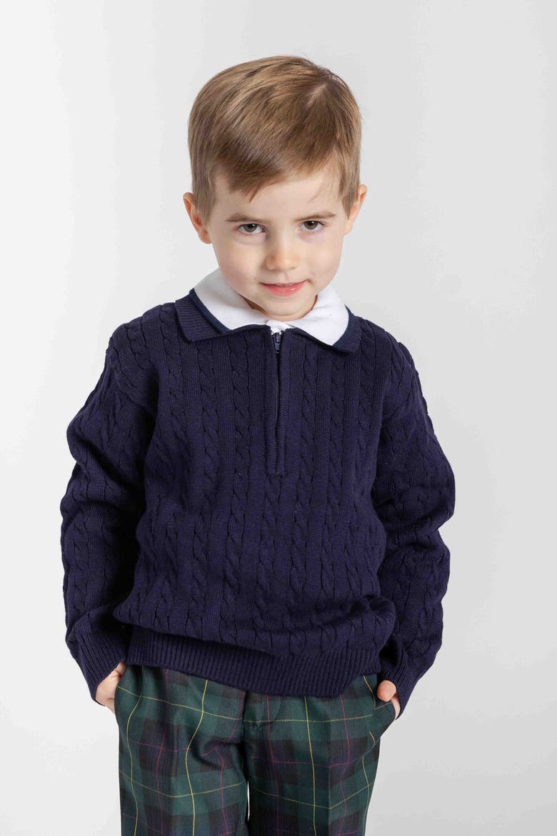 Polo Cable Sweater, Alternate, color, Navy