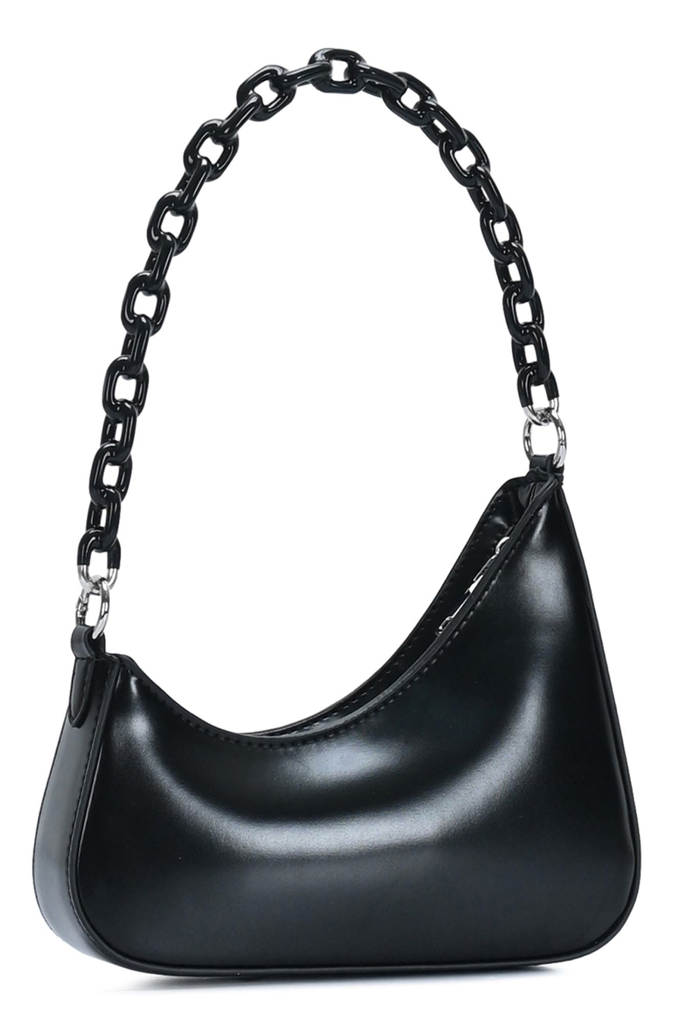 MMS Design Studio Chain Handle Asymmetric Shoulder Bag, Alternate, color, Black