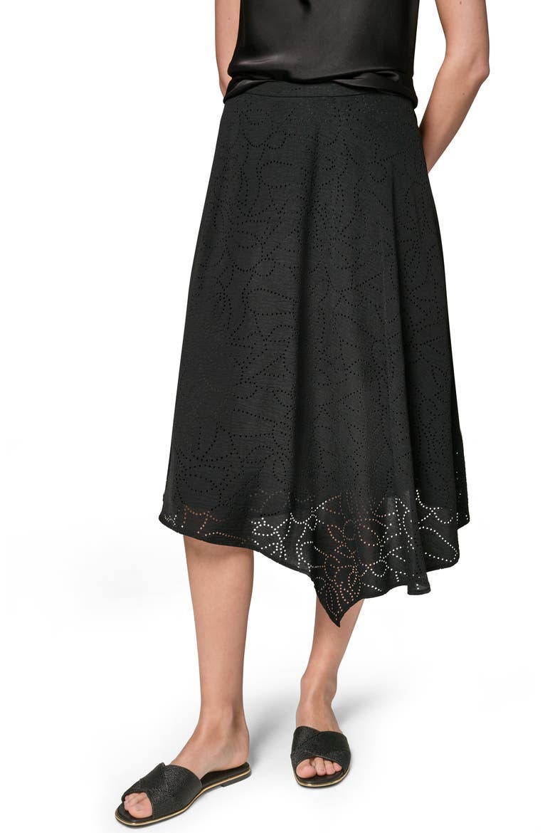 Lasercut Handkerchief Hem Skirt, Main, color, BLACK