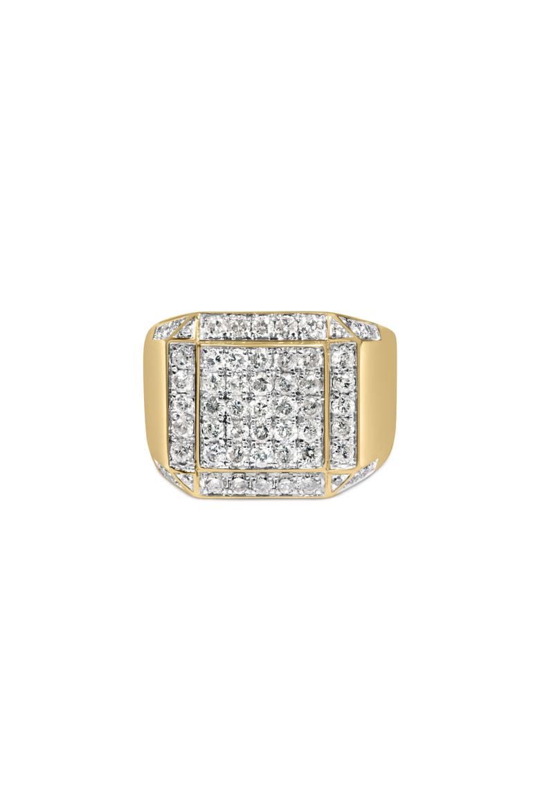 Men's 10K Yellow Gold 2 1/8 Ctw Diamond  Composite Cluster Cocktail Ring Band, Main, color, Yellow Gold