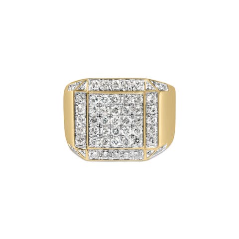 Men's 10K Yellow Gold 2 1/8 Ctw Diamond  Composite Cluster Cocktail Ring Band