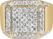 Haus of Brilliance Men's 10K Yellow Gold 2 1/8 Ctw Diamond Composite Cluster Cocktail Ring Band