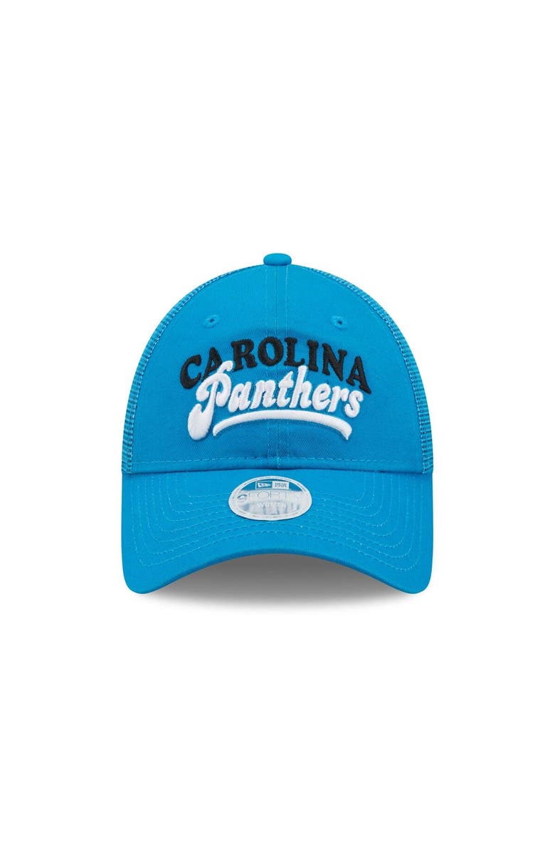 New Era Women's New Era   Blue Carolina Panthers Team Trucker 9FORTY Snapback Hat, Alternate, color, 