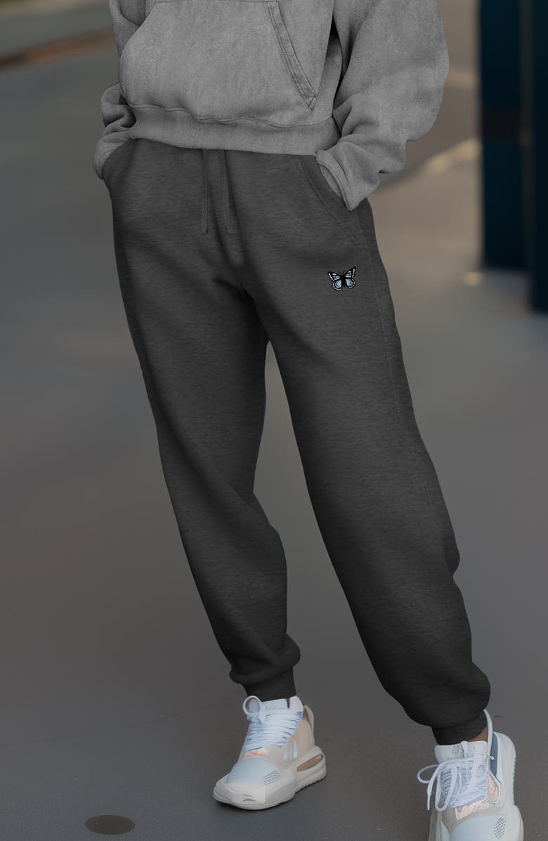 Dalix Womens Butterfly Midweight Fleece Jogger Pant, Alternate, color, Charcoal Htr