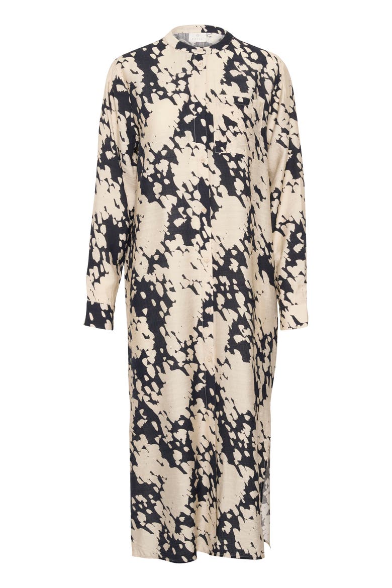 KAlouise Round Neck Maxi Shirt Dress, Alternate, color, Black/Sand Graphic Cloud