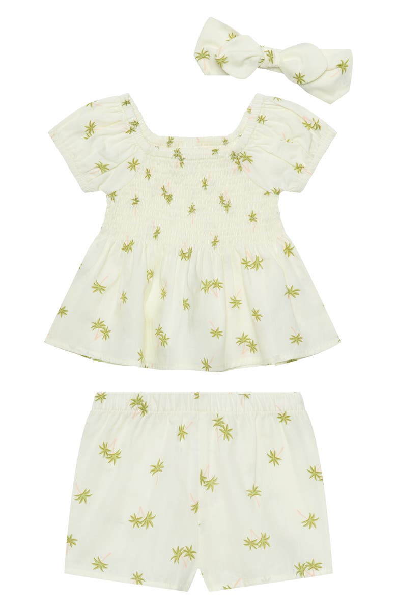 PL Baby by Petit Lem Flower Tunic, Shorts & Headband Set, Main, color,