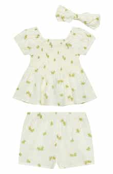 PL Baby by Petit Lem Flower Tunic, Shorts & Headband Set
