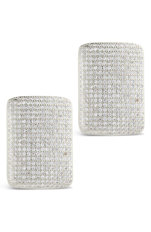 Sterling Forever Beignet Cubic Zirconia Stud Earrings In Metallic