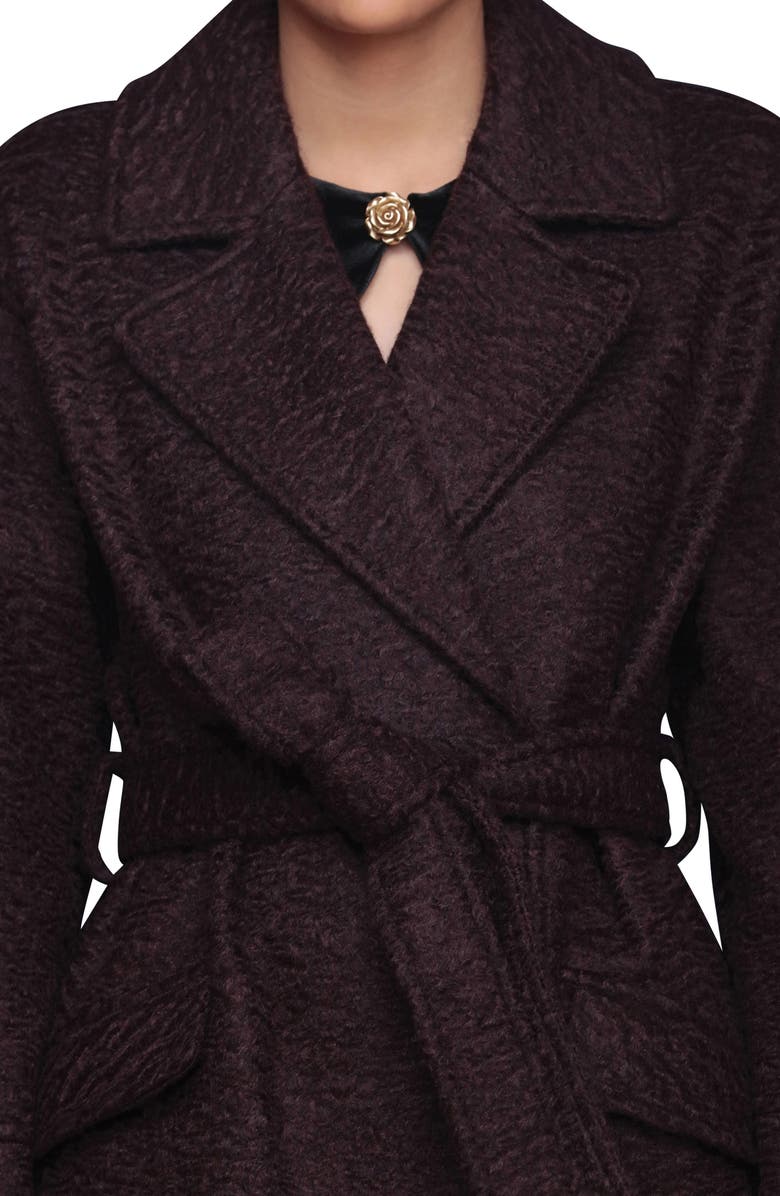 Avec Les Filles Belted Trench Coat, Alternate, color, Merlot