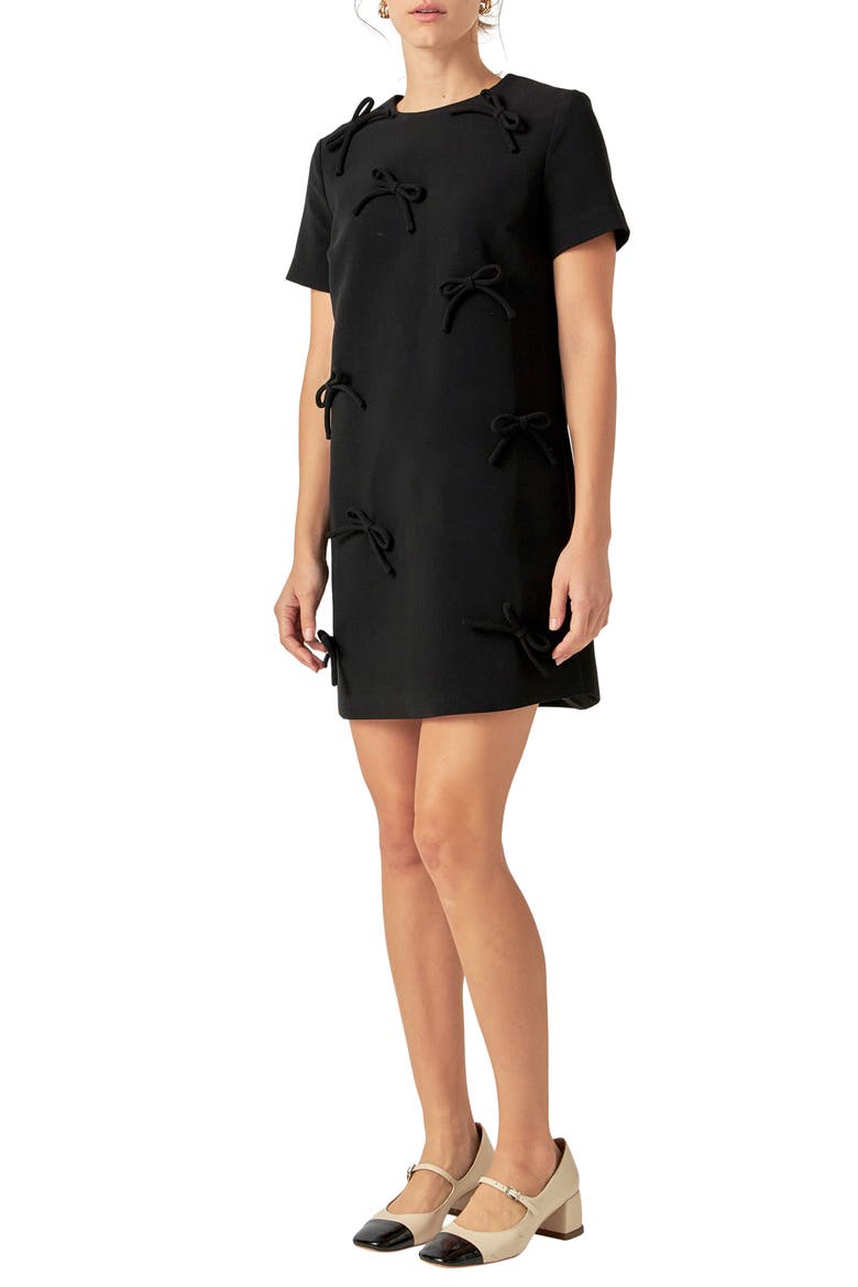 Bow T-Shirt Minidress, Alternate, color, BLACK