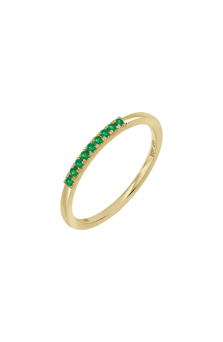 Bony Levy El Mar Emerald Stacking Ring, Main, color, 18K Yellow Gold