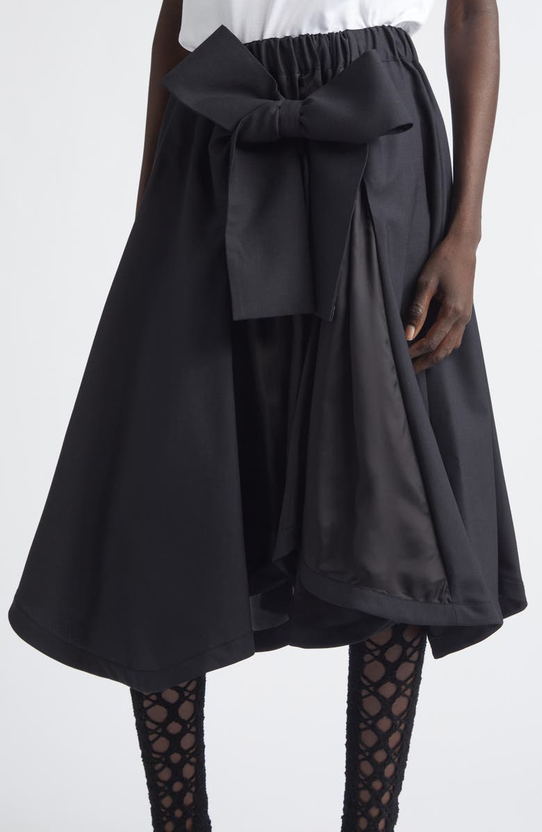 Noir Kei Ninomiya Tropical Wool Bow Skirt, Alternate, color, Black