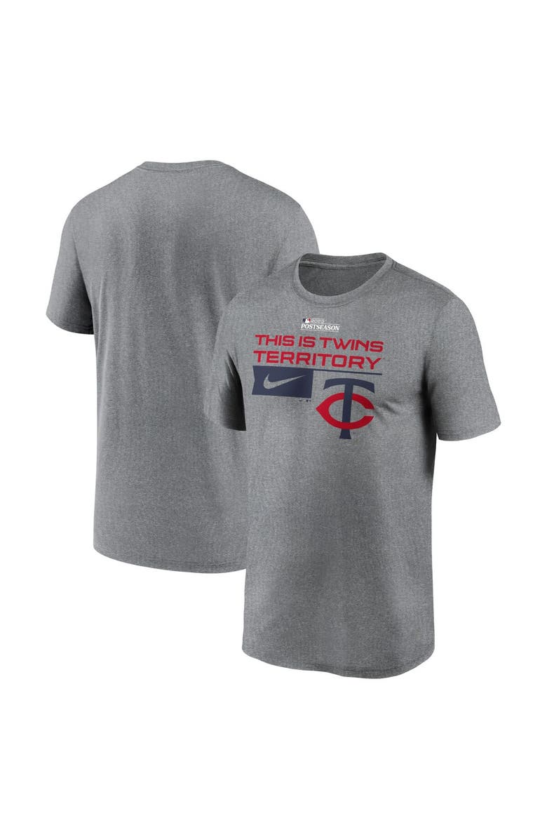 Nike Men's Nike  Heather Charcoal Minnesota Twins 2023 Postseason Legend Performance T-Shirt, Main, color, 