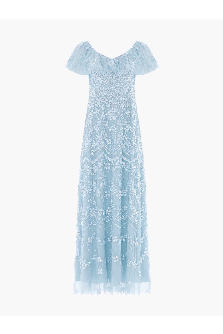 Freya V-Neck Gown, Alternate, color, Aqua
