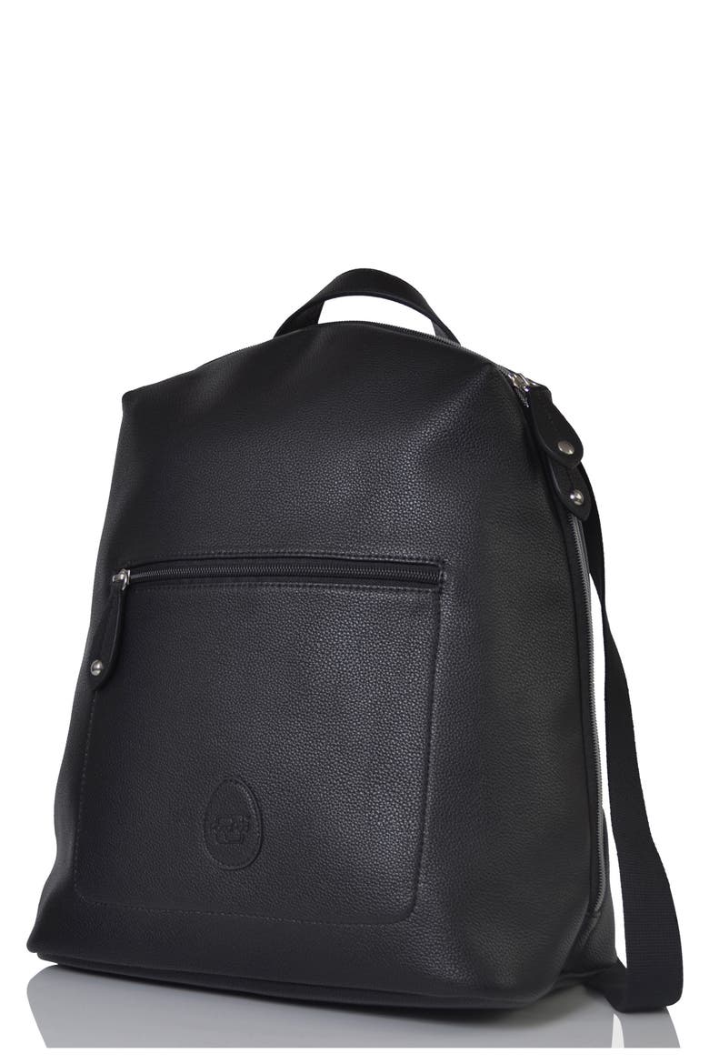 Hartland Faux Leather Convertible Diaper Backpack, Main, color, BLACK