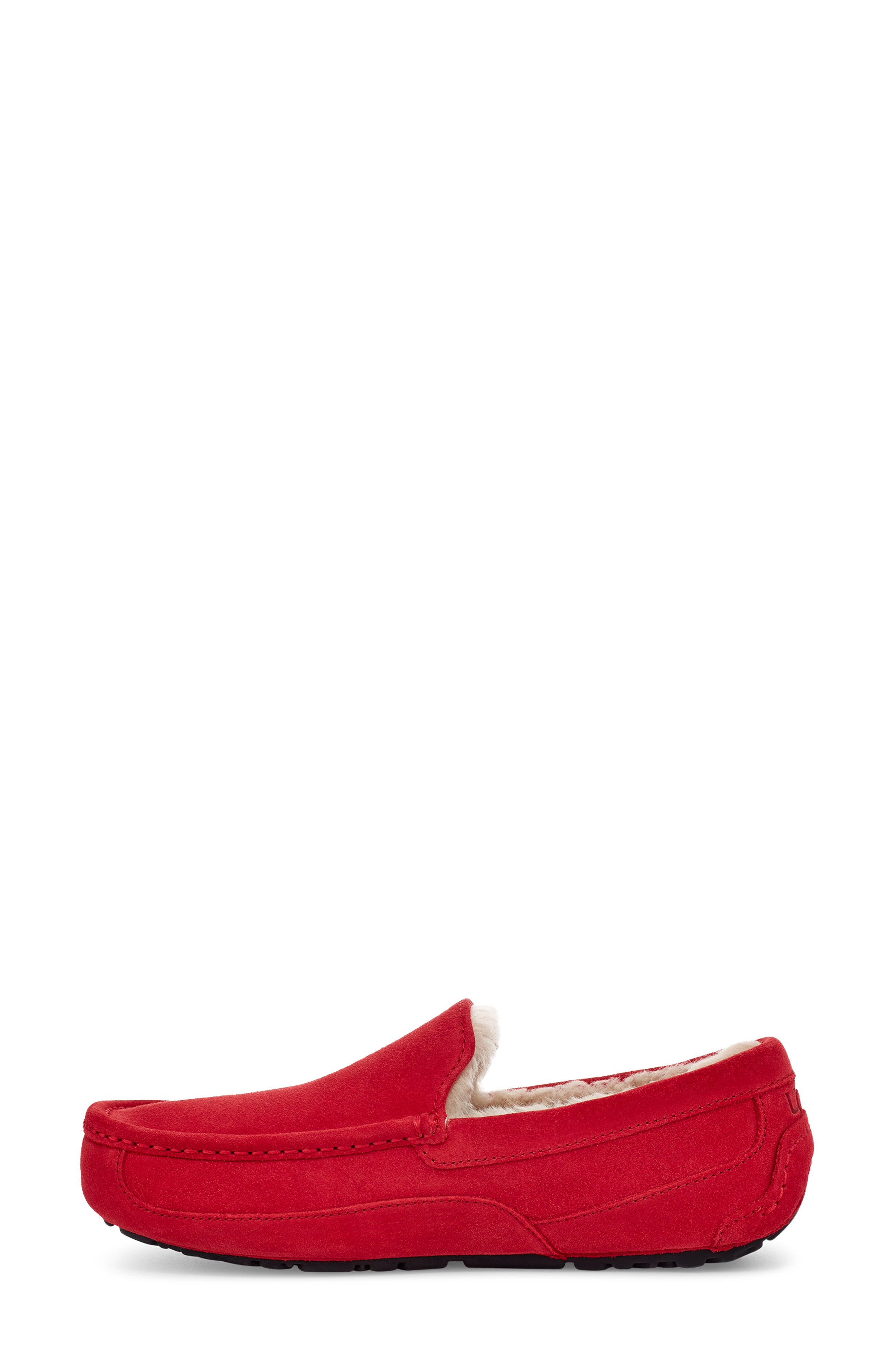UGG Men\'s Ascot Red Suede Lined Slip-On Slippers Moccasins UGG ASCOT SAMBA RED SUEDE SHEEPSKIN SLIPPERS MOCCASINS SHOES  main image 4