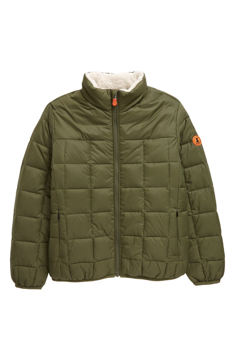 Save The Duck Kids' Tommy Lauren Faux Fur Lined Quilted Jacket, Main, color, Laurel Green