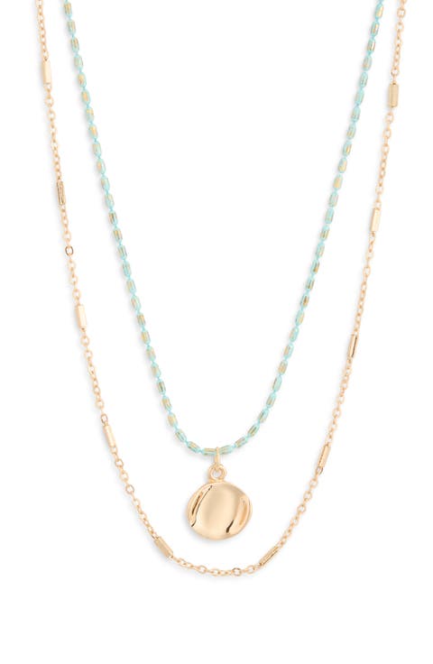 Epoxy Disc Pendant Layered Necklace