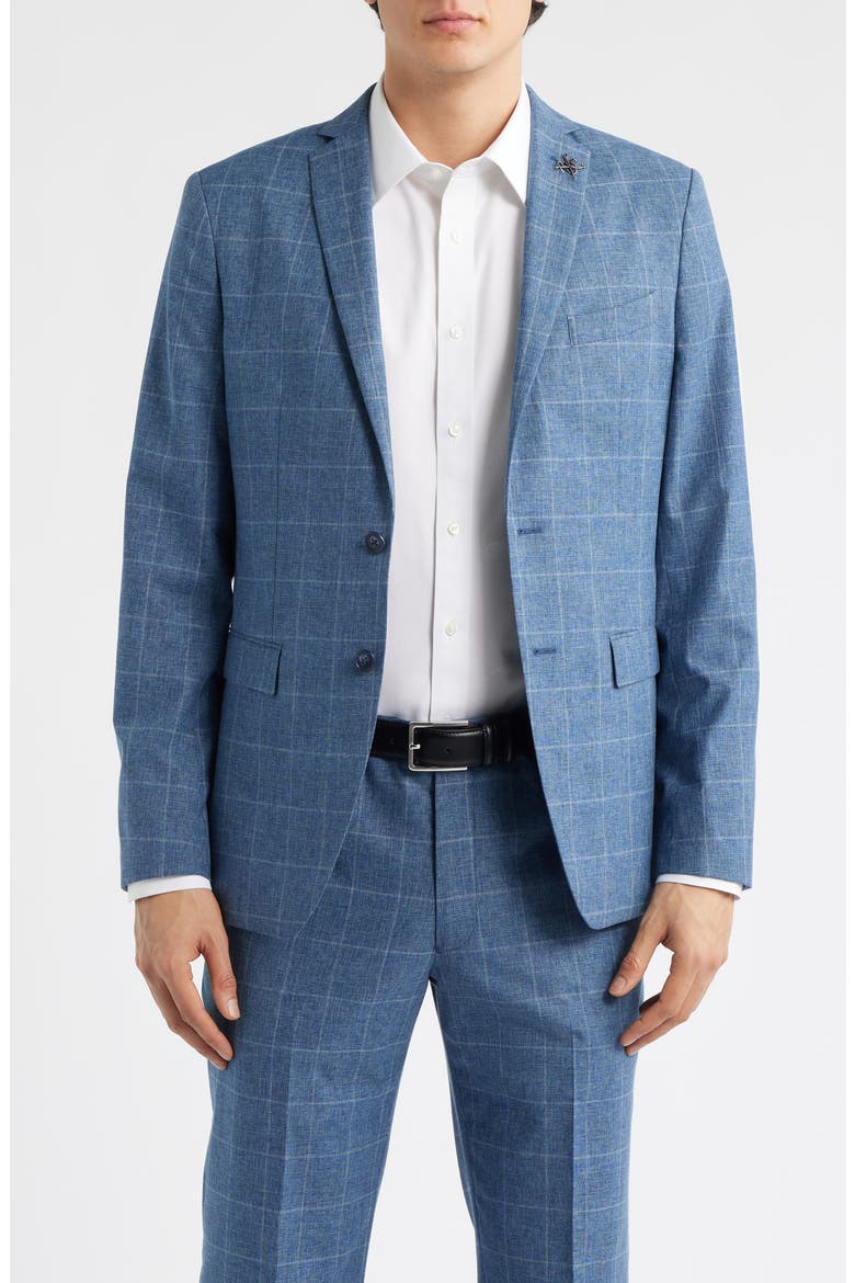 Varick Slim Fit Blue Glen Check Wool & Cotton Blend Suit, Alternate, color, LIGHT BLUE