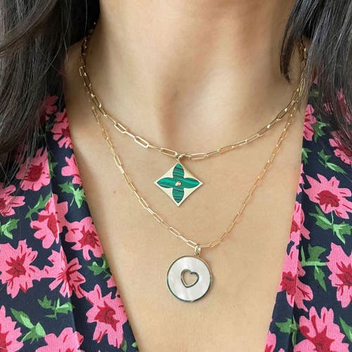 The Lovery Fine Jewelry Malachite Donut Heart Charm In Green