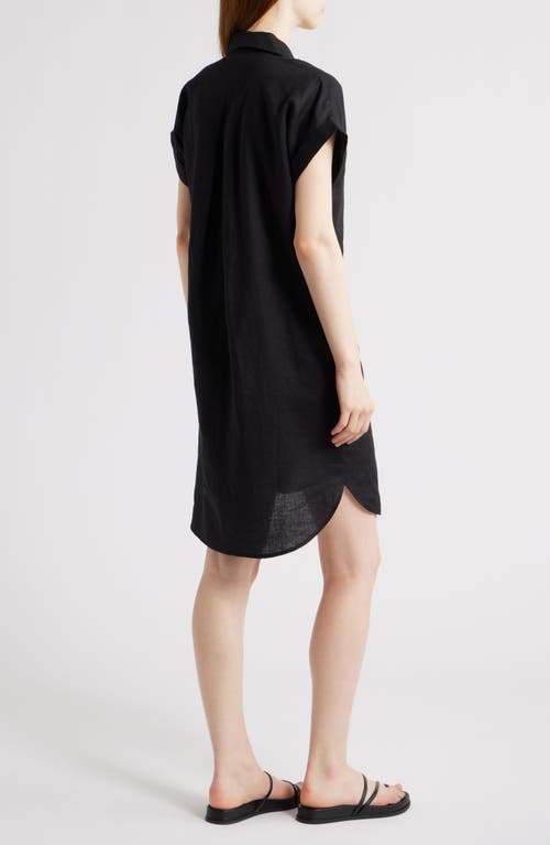Eileen Fisher Cuff Sleeve Organic Linen Shift Dress