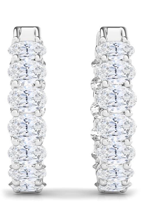 Hautecarat Oval Lab Grown Diamond Inside Out 18k Gold Hoop Earrings In Metallic