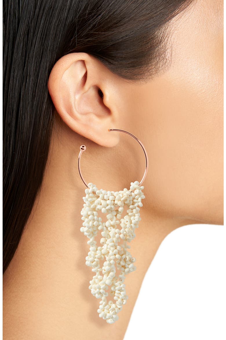 Rubell Hoop Earrings, Alternate, color, ECRU