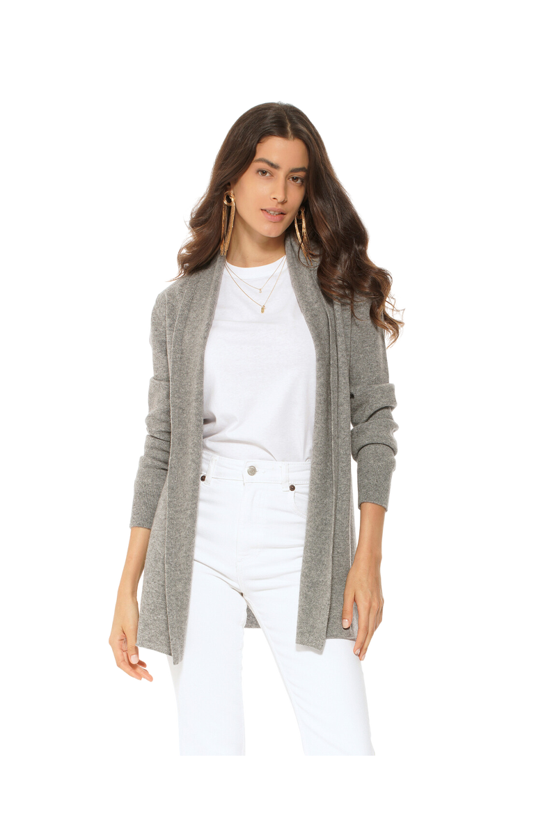 Monticelli Cashmere Long Open Front Pure Cashmere Cardigan, Main, color, Medium Grey