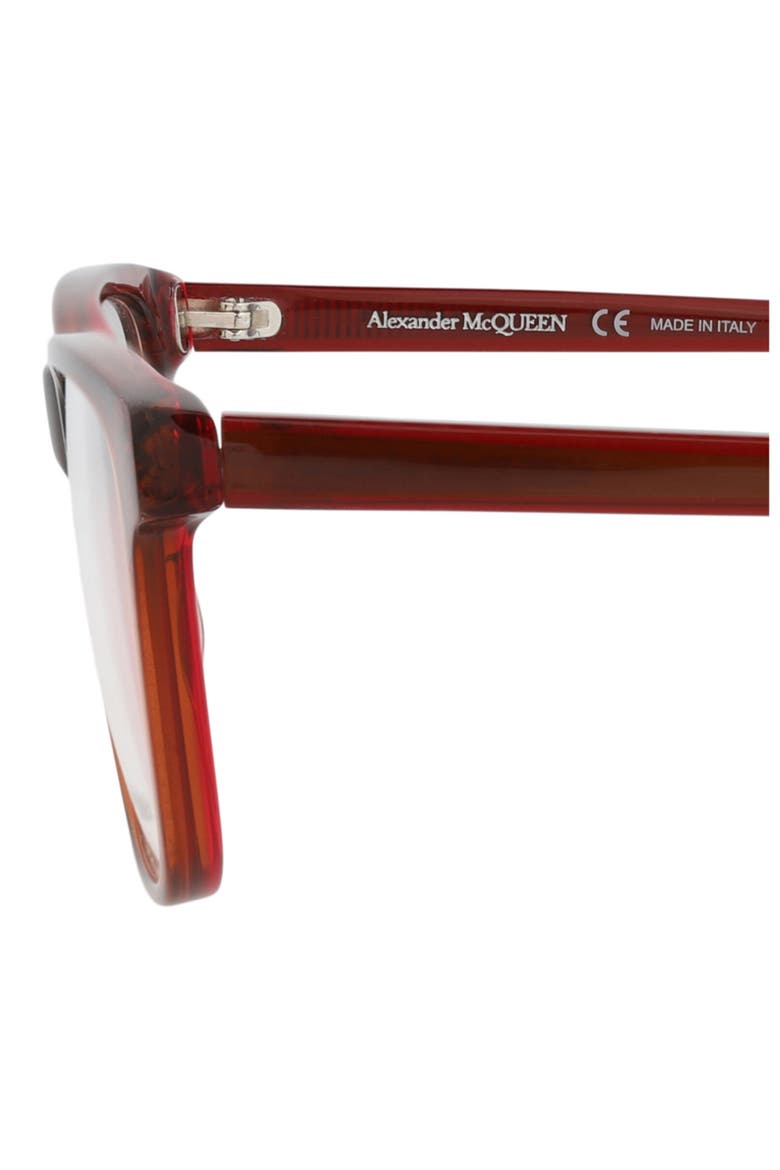 53mm Rectangular Optical Glasses, Alternate, color, RED RED TRANSPARENT
