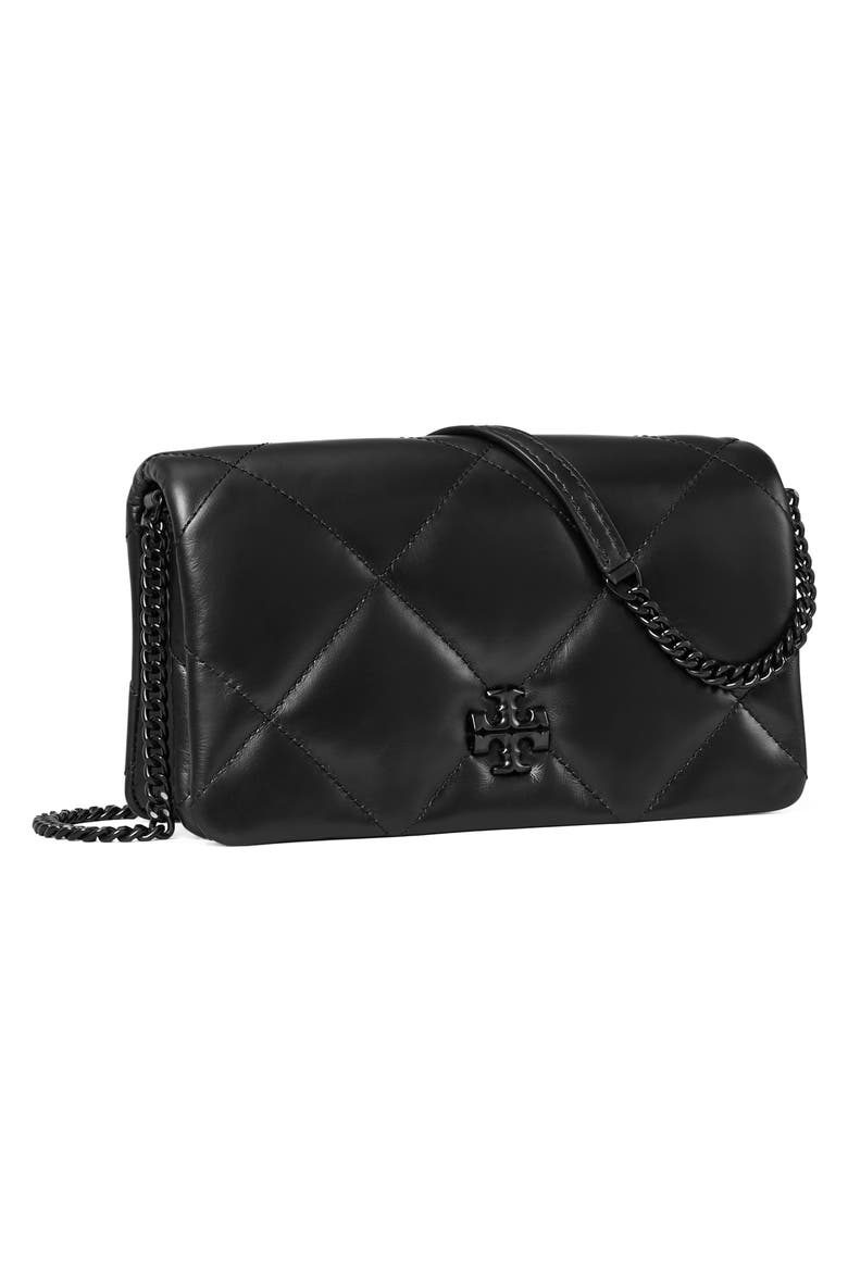 Kira Diamond Quilted Wallet on a Chain, Alternate, color, BLACK