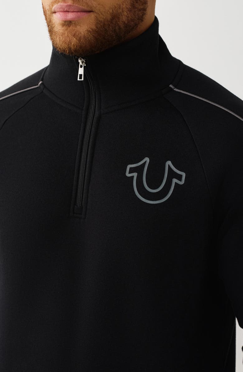 True Religion Quarter Zip Track Pullover, Alternate, color, Jet Black