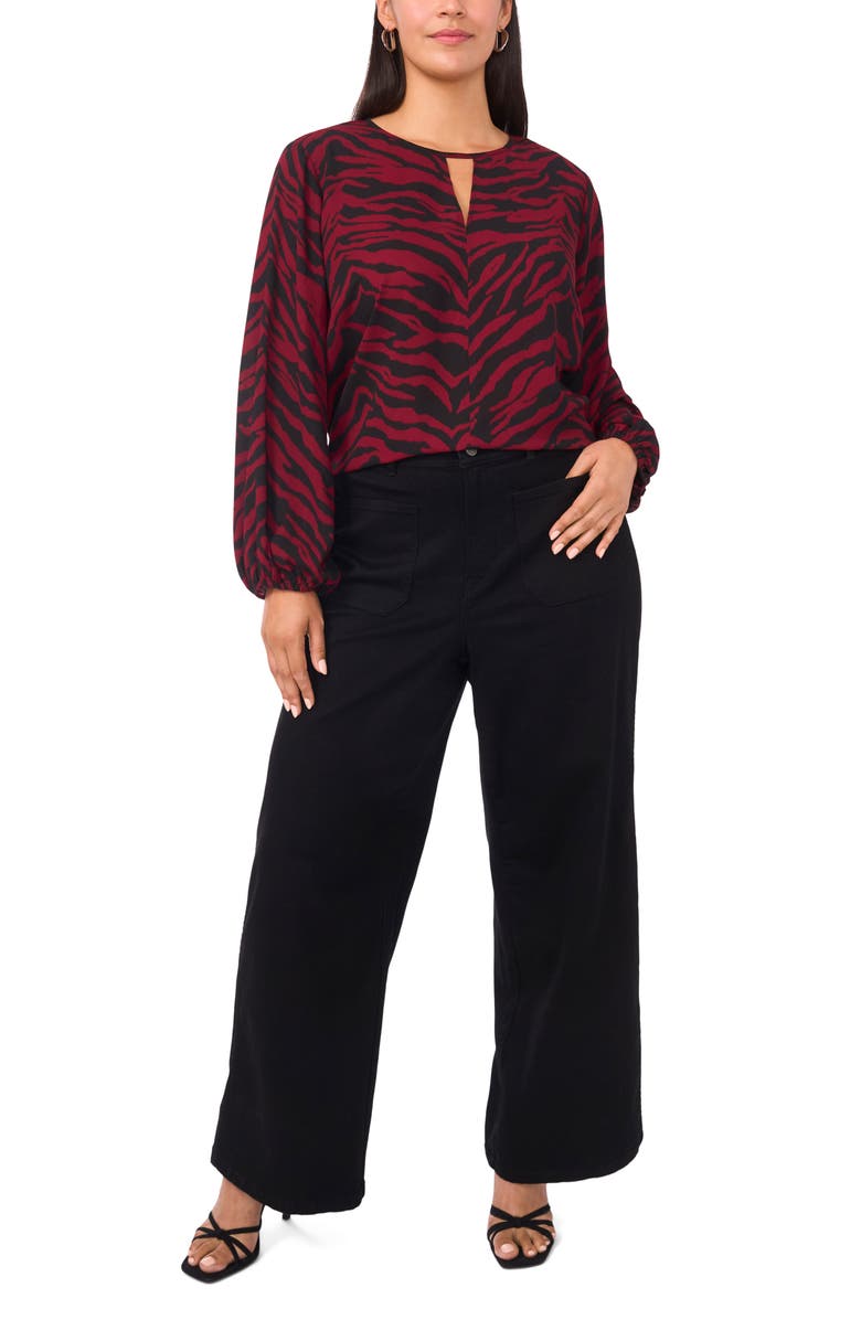 Vince Camuto Animal Print Keyhole Neck Top, Alternate, color, Boysenberry