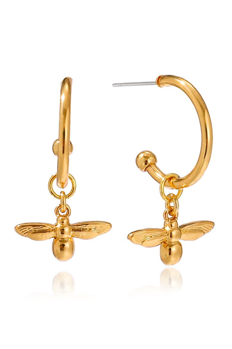 Bee Hive Hoop Earrings, Main, color, GOLD