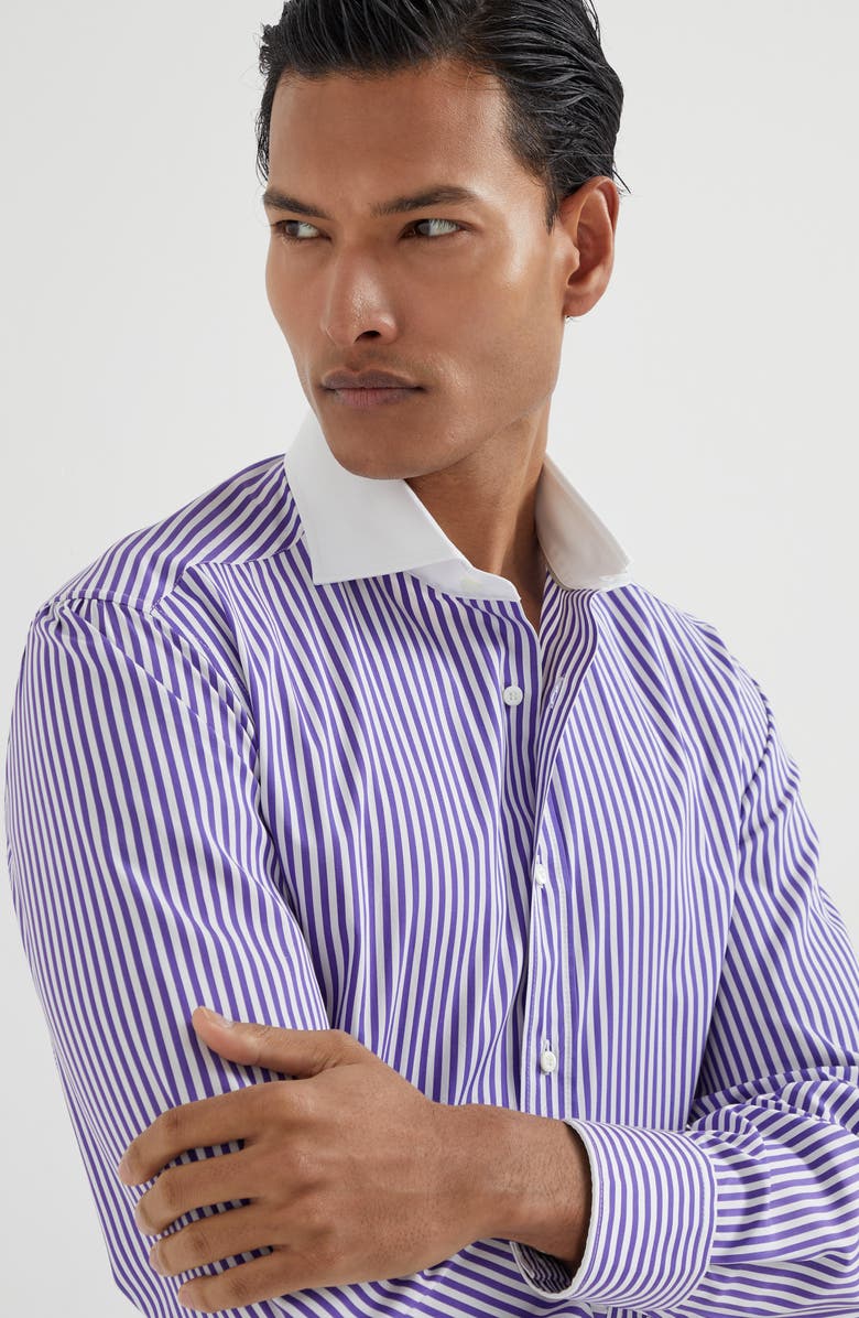 Brunello Cucinelli Shirt with white collar, Alternate, color, Purple