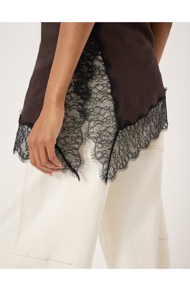Hush Marnie Asymmetric Lace Trim Cami Top, Alternate, color, Dark Brown