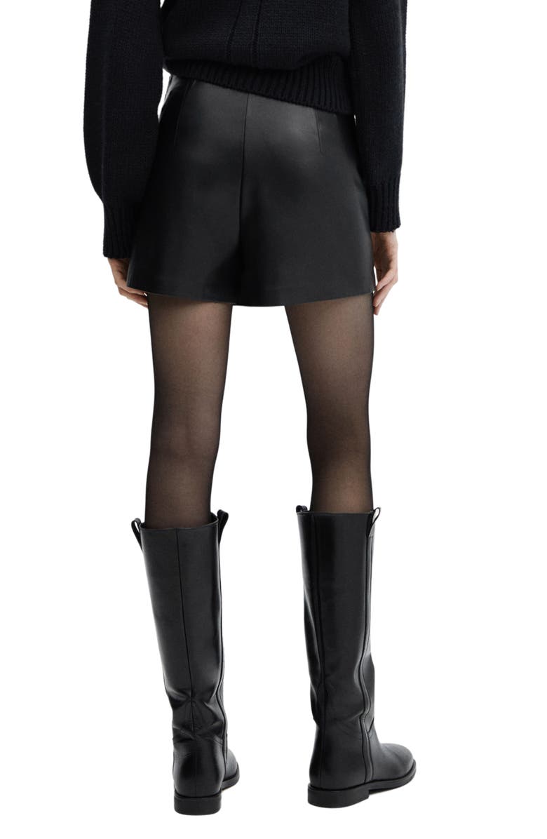 MANGO Knot Faux Leather Skort, Alternate, color, 