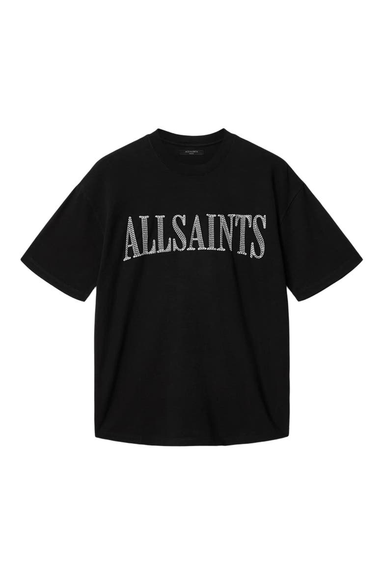 Etta Oversized Dash Embroidered Cotton T-Shirt, Alternate, color, WASHED BLACK