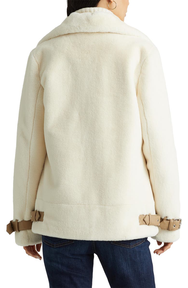 Lauren Ralph Lauren Asymmetric Faux Fur Moto Coat, Alternate, color,