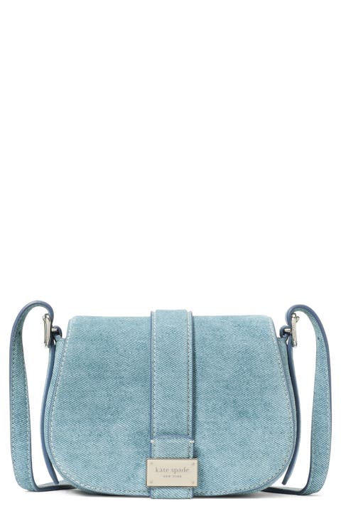 mini nouveau denim suede saddle crossbody bag
