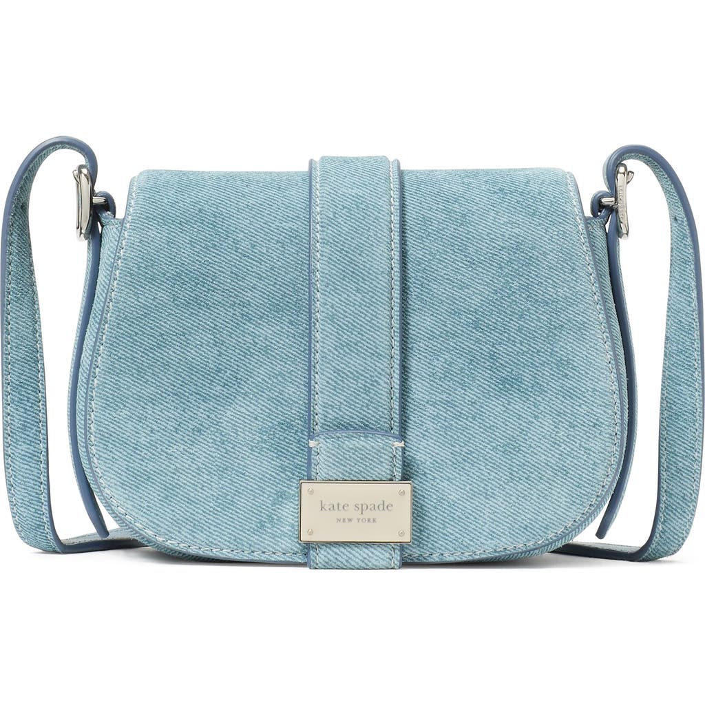 Kate Spade New York Mini Nouveau Denim Suede Saddle Crossbody Bag