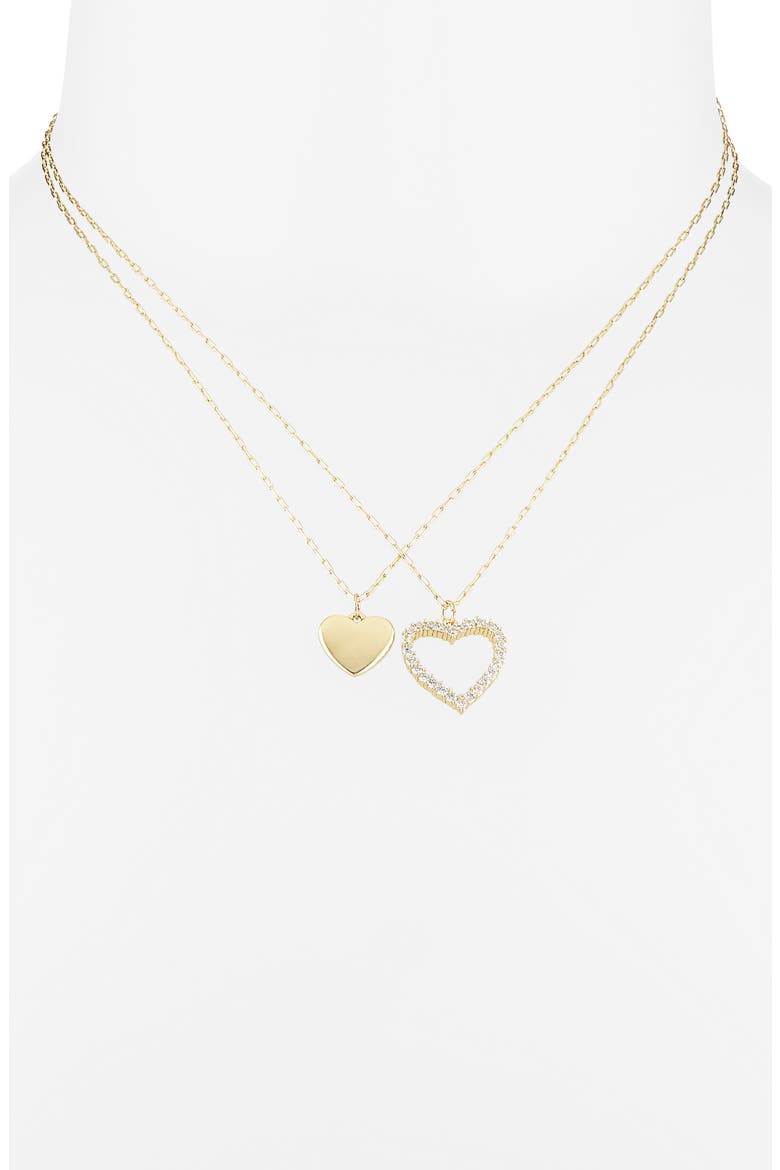 CZ You & Me Heart Pendant Necklace Set, Alternate, color, CLEAR- GOLD