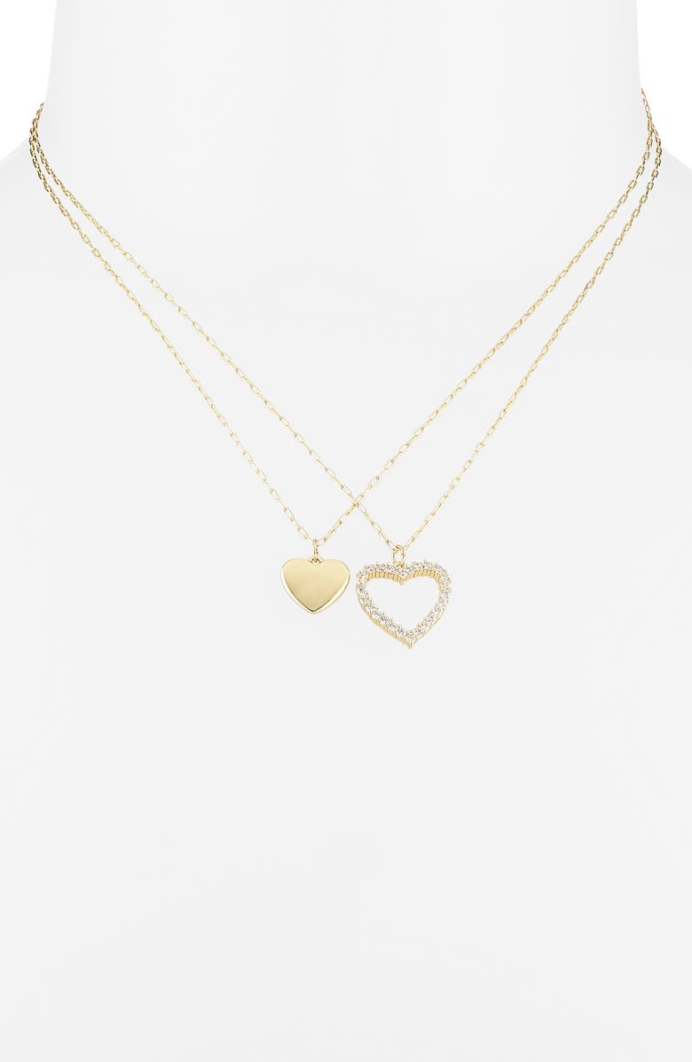 Leith CZ You & Me Heart Pendant Necklace Set, Alternate, color, Clear- Gold