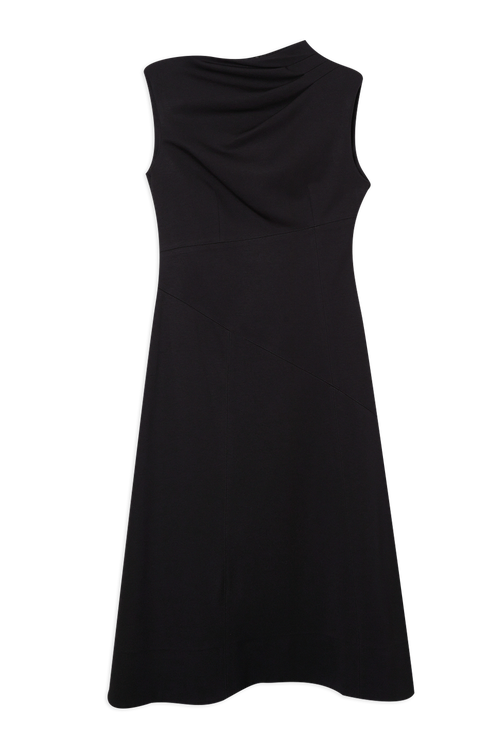 Karen Millen Ponte Asymmetric Midi Dress In Black