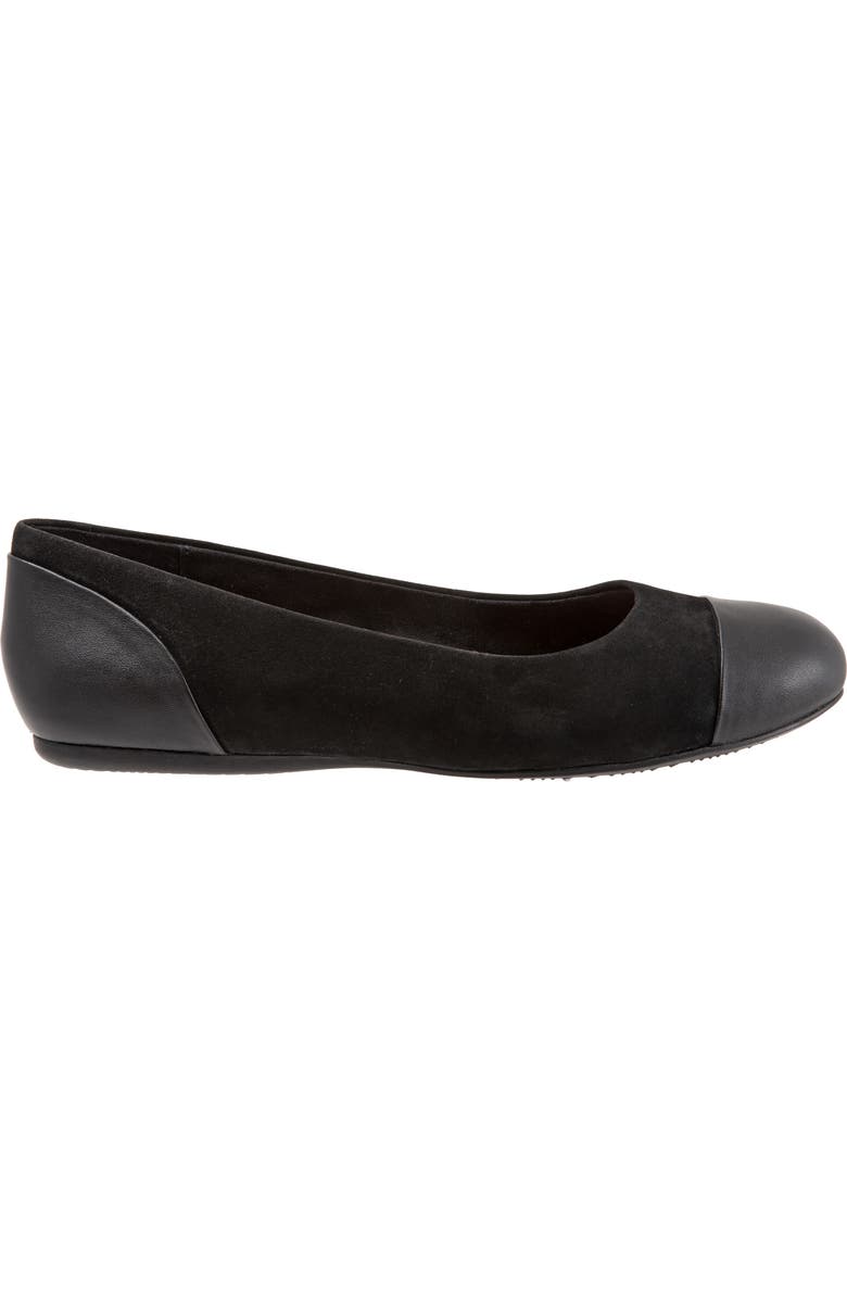 SoftWalk<sup>®</sup> Sonoma Cap Toe Flat, Alternate, color, Black Nu