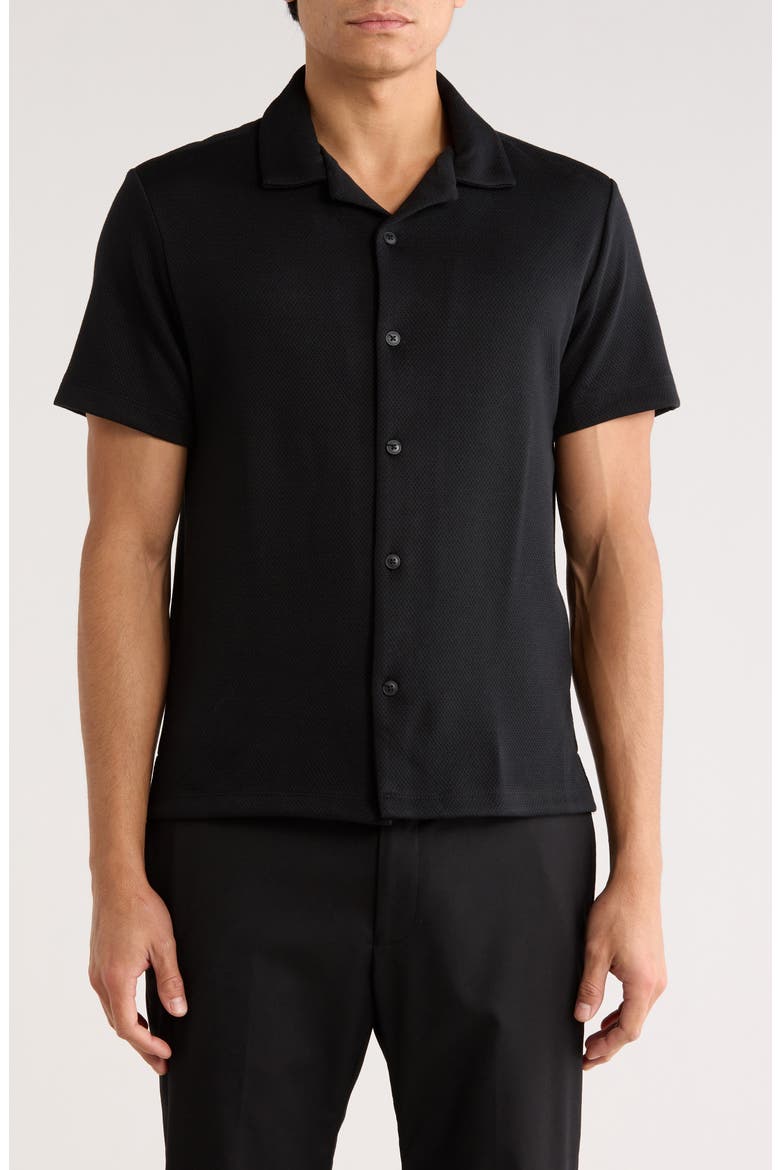 Jacquard Camp Shirt, Main, color, BLACK